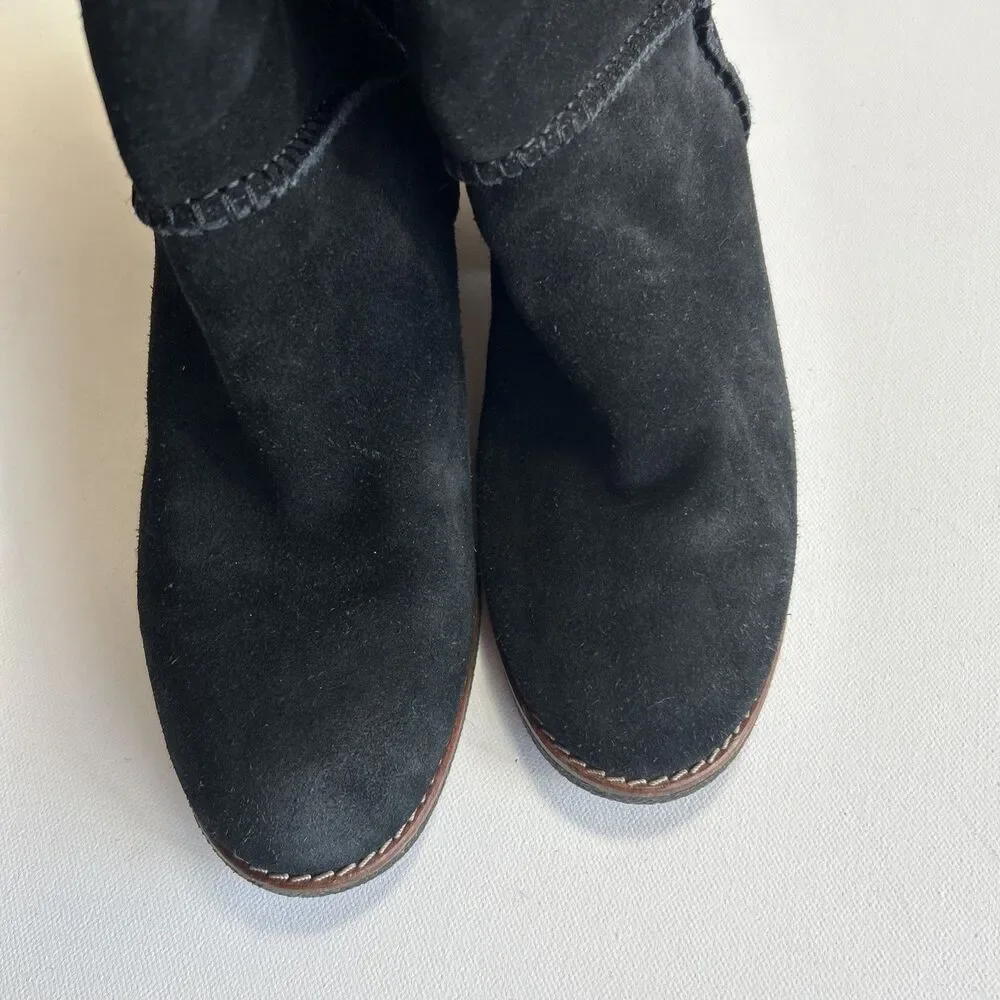 Coach Janelle Turnlock Black Suede & Shearling Boot Size 6.5B